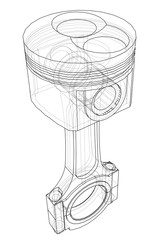 Aufkleber - Sketch of piston. Vector rendering of 3d