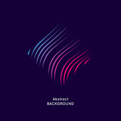 Abstract vector illustration with a rhombus of linear waves on a dark background. Bright design