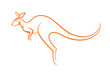 Color graphic flat symbol of Australian jumping wild animal kangaroo, dynamic calligraphic linear silhouette, for icon, logo, print or packaging. Vector illustration isolated on background.