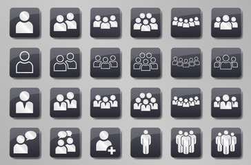 Person people team grey button set