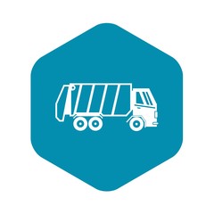Poster - Garbage truck icon in simple style isolated on white background