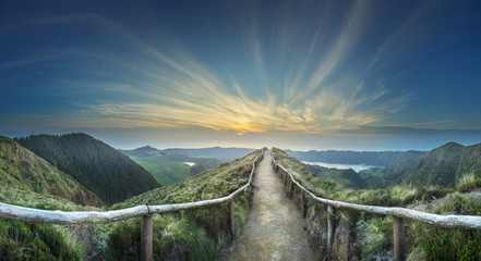Wall Mural - mountain landscape ponta delgada island, azores portugal
