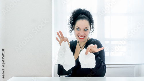 Portrait Of Normal Woman Sick With Allergies Or Flu Looking At
