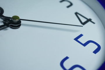 A clock dial view in close-up 