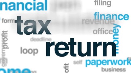 Wall Mural - Tax return animated word cloud. Kinetic typography.