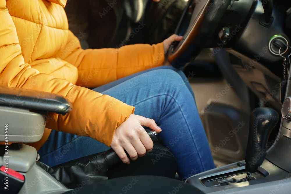 Woman passing driving license test