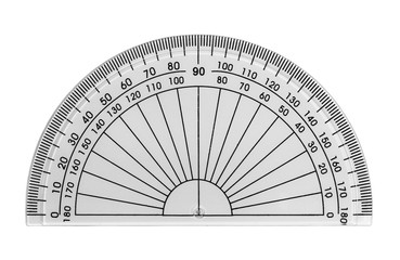 semicircle transparent ruler isolated on white, with clipping path