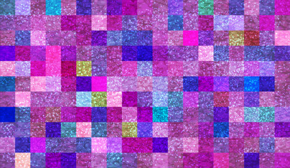 Wall Mural - Abstract mosaic background with elements of drops and paint. chaos on square tiles. colorful colors. pink, purple, blue