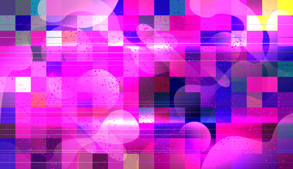 Wall Mural - Abstract mosaic background with wave elements. chaos on square tiles. colorful colors. pink, purple, blue