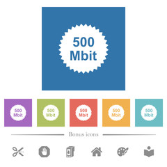 Poster - 500 mbit guarantee sticker flat white icons in square backgrounds