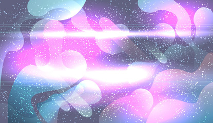 Wall Mural - Abstract galaxy background. colorful spots and grunge splashes. waves, circles, shapes on a blue background. vector illustration
