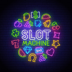 Canvas Print - Game icons for casino. Icon from slot machine. Slot neon sign. Casino, Slot machine, Gambling. Vector Illustration