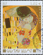 Detail of the kiss by Klimt on french stamp