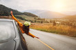 © last19 - Asian women travel relax in the holiday. driving a car traveling happily.