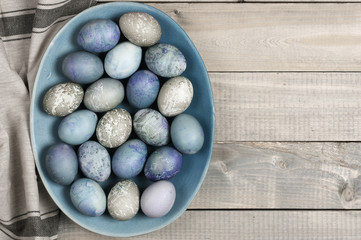 Wall Mural - Blue and gray Easter eggs