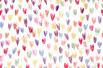 Wall Mural - Seamless hand drawn heart pattern. Handdrawn kid style illustration.