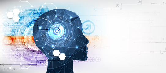 Artificial Intelligence concept.  Creative brain concept background. Vector science illustration.