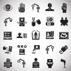Poster - Future medicine icons set on white background for graphic and web design, Modern simple vector sign. Internet concept. Trendy symbol for website design web button or mobile app
