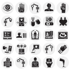 Poster - Future medicine icons set on circles background for graphic and web design, Modern simple vector sign. Internet concept. Trendy symbol for website design web button or mobile app