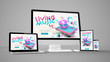 © MclittleStock - computer gadgets with music website on screen
