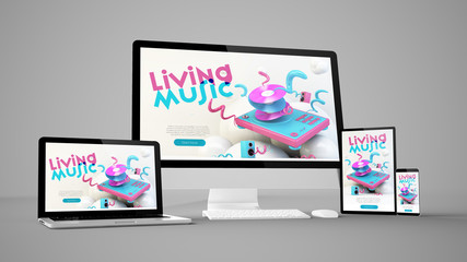 Poster - computer gadgets with music website on screen
