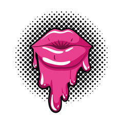 Wall Mural - female lips dripping isolated icon