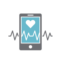 Poster - Heart rate app icon on white background for graphic and web design, Modern simple vector sign. Internet concept. Trendy symbol for website design web button or mobile app