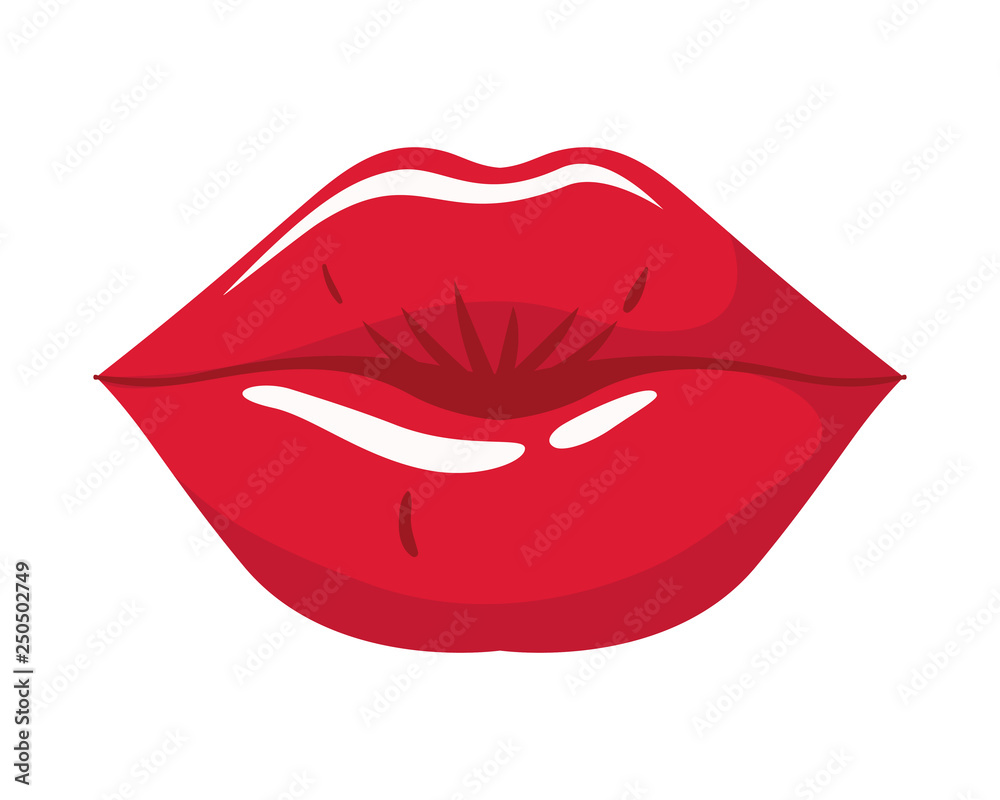 female lips pop art style isolated icon - obrazy, fototapety, plakaty 