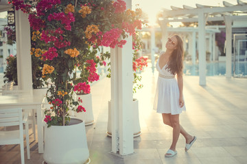 Wall Mural - girl in a white dress