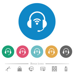 Poster - Wireless headset flat round icons