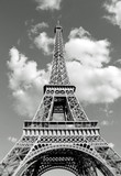 Fototapeta Boho - bottom view of Eiffel Tower in black and white