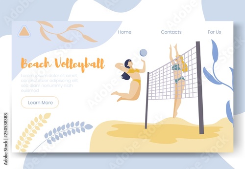 Modern Cartoon Flat Characters Doing Sport Activity Landing Page