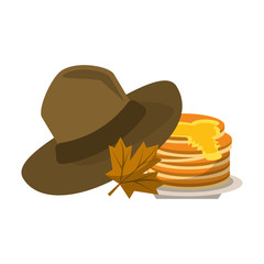 Wall Mural - thanksgiving day hat pancakes and autumn leaf