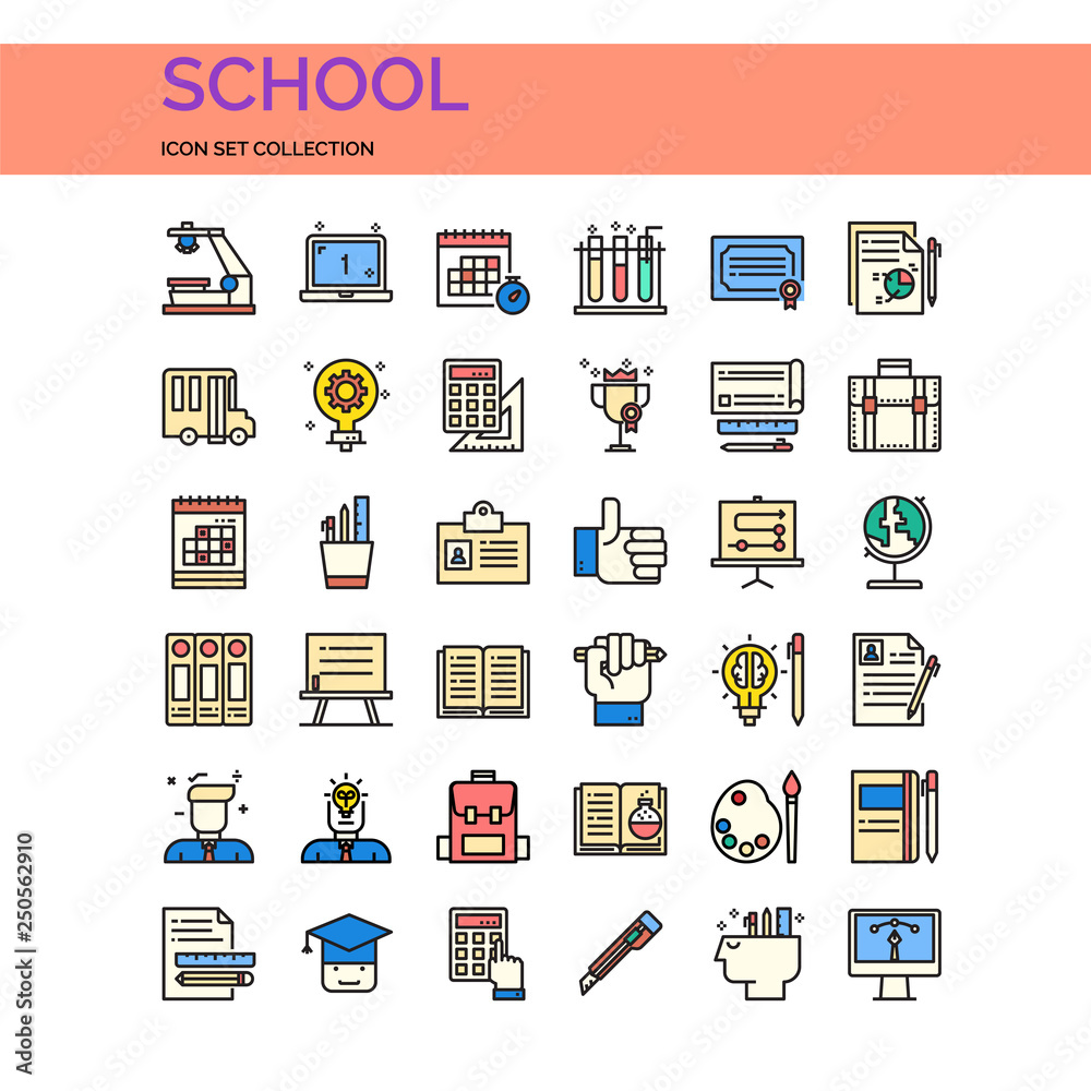 School Icons Set. UI Pixel Perfect Well-crafted Vector Thin Line Icons ...