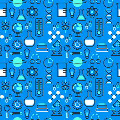 science education outline icon seamless pattern