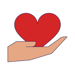 Sticker - heart on hand open symbol