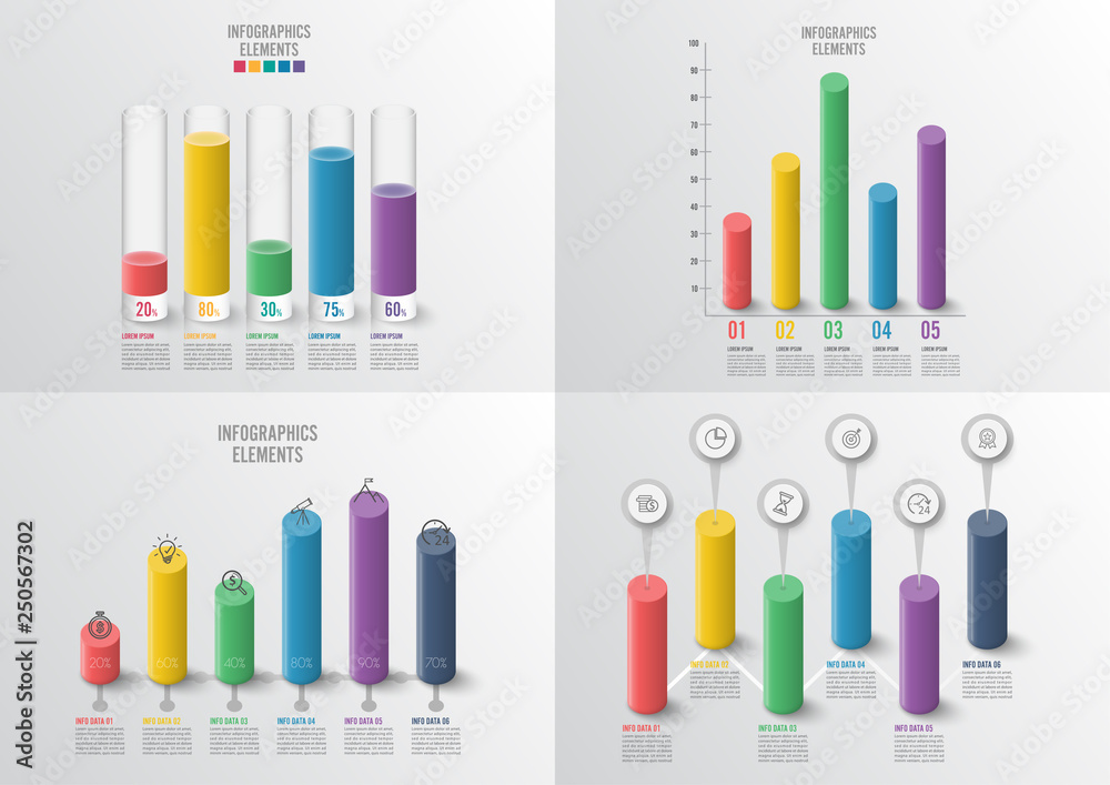 Graphs and charts set. Statistic and data, iInfographic business ...