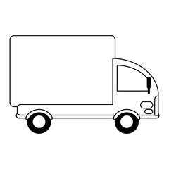 Wall Mural - Cargo truck sideview vehicle black and white