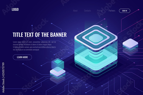 Abstract Data Server Isometric Icon Digital Technology Landing
