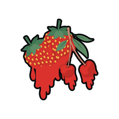 Poster - cherry and strawberry dripping icon