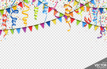 Wall Mural - confetti, garlands and streamers party background