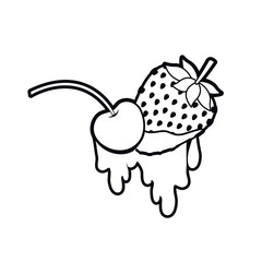 Sticker - cherry and strawberry dripping icon