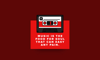 Wall Mural - Music is the food for soul that can easy any pain Quote Poster Design