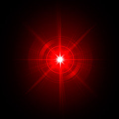 Wall Mural - solar lens flare red light special effect black background