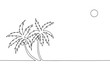 Continuous line drawing of palm trees with coconuts. 