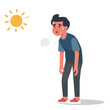 © pizzastereo - vector illustration man got sunburn in very hot summer days, man exhausted and sunburn - Vector