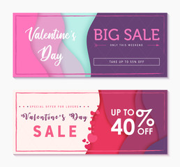 Set of two horizontal banners to Valentines Day Weekend. Special offer for couple