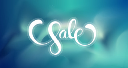 Wall Mural - sale advertising background template with soft gradient colors backdrop and lettering.