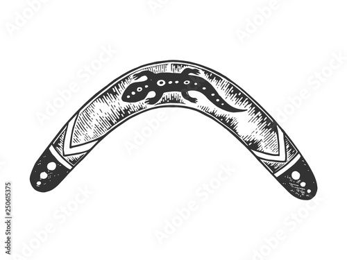 Fotografía Boomerang weapon sketch engraving vector illustration