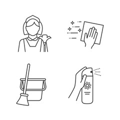 Canvas Print - Cleaning service linear icons set